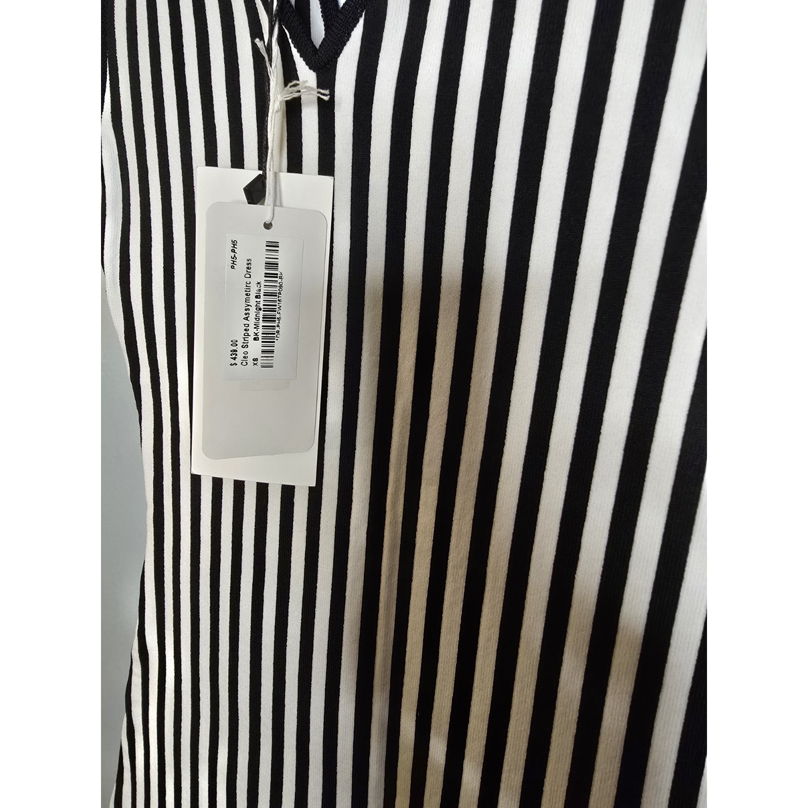 Ph5 Cleo Striped Asymmetric Dress Xs Black White Knit Mini Designer Nwt — image 5 of 8